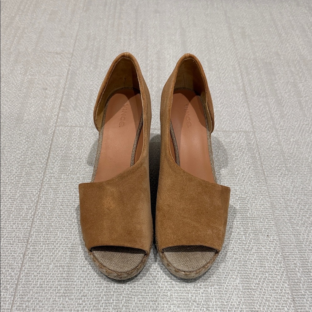 Vince Tan Suede Espadrille Wedges